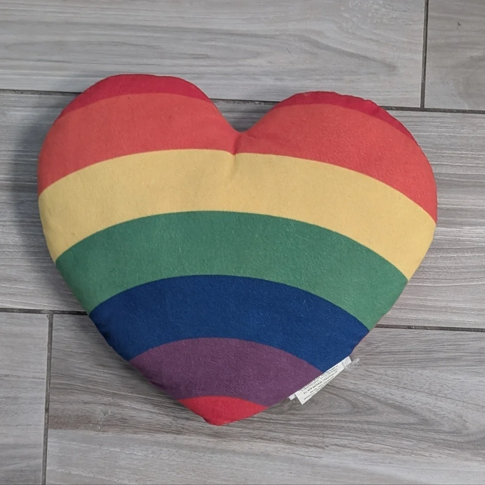 Rainbow Heart Throw Pillow